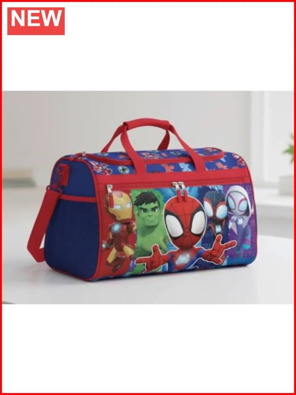 Marvel Spidey & Friends Kids Duffle Bag 16.5in Travel Sports Bag with Zipper